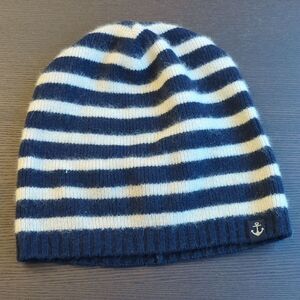Le 31 Black  and Cream Stripes Wool Beanie One Size